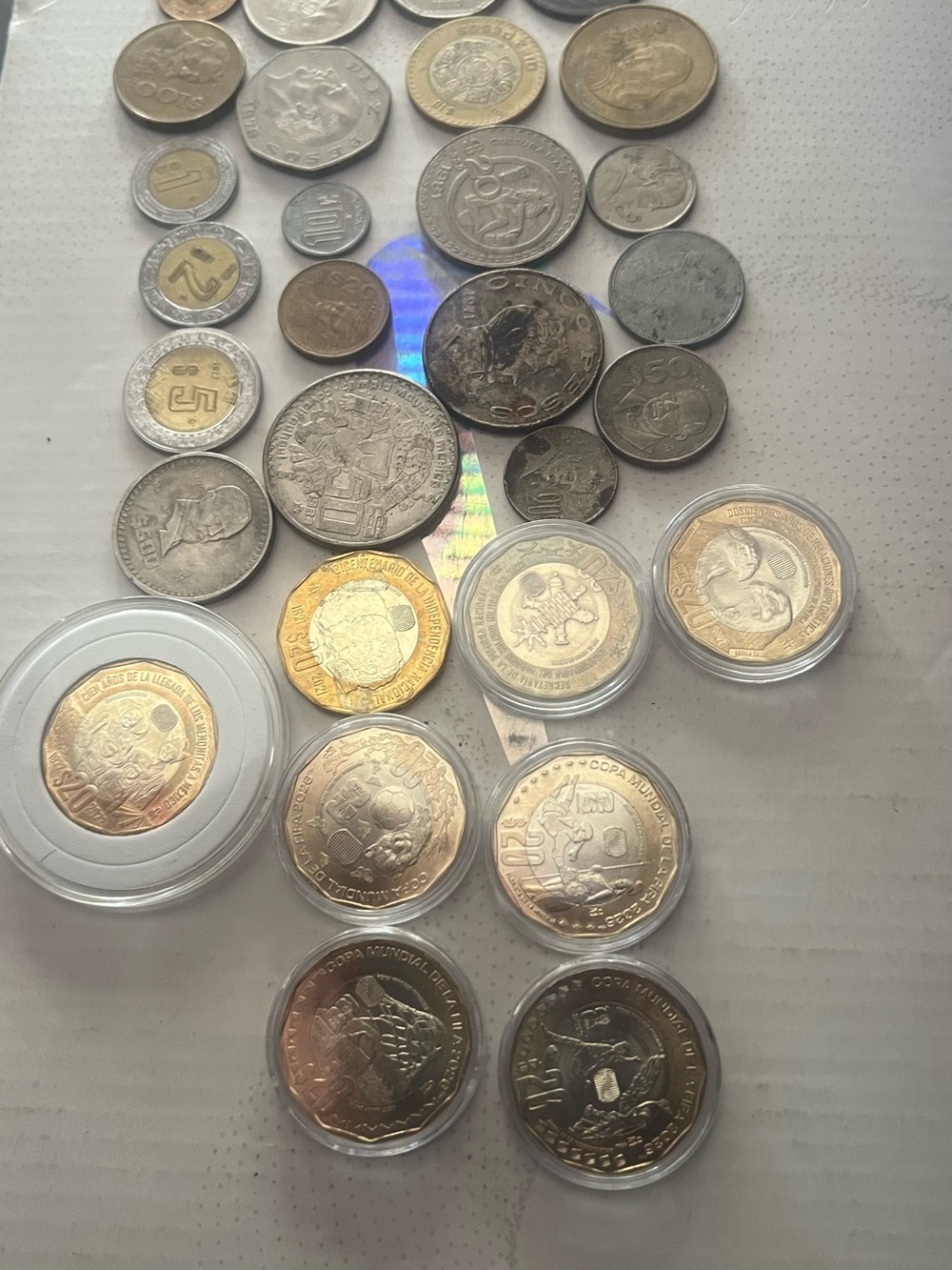 Mexican coins and World Cup coins